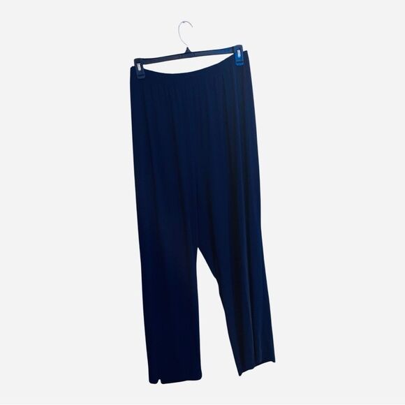 Woman Within Navy Polyester Pants - Picture 1 of 3